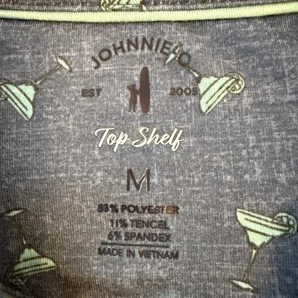 Johnnie O Top Shelf Mens Blue Martini Print Short Sleeve Polo Shirt Size M - Picture 7 of 10